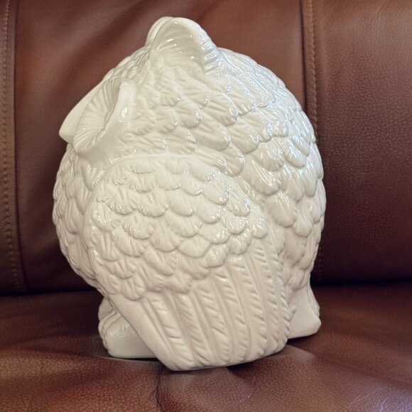 Glossy White Ceramic Owl Decor - Picture 3 of 3